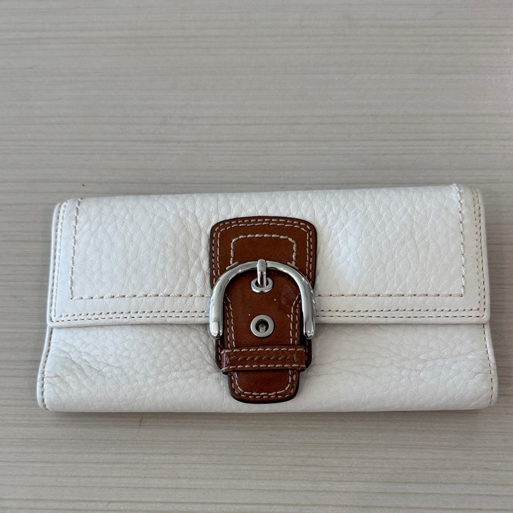 Coach White and Brown Clutch